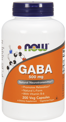 ГАМК природній заспокійливий ефект, GABA, Now Foods, 500 мг, 200 капсул