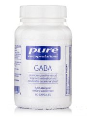 ГАМК, Гамма-аміномасляна кислота, GABA, Pure Encapsulations, 700 мг 60 капсул