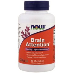 Для пам`яті та когнітивних функцій, Brain Attention, Now Foods, 60 жувальних цукерок