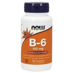 Витамин В6, Vitamin B-6, Now Foods, 100 мг, 100 капсул