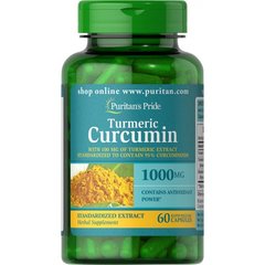 Куркумін і біоперин, Turmeric Curcumin with Bioperine, Puritan's Pride, 1000 мг, 60 капсул