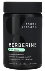 Берберин, растительного происхождения, Sports Research, 1000 мг,  (500 мг в 1 капсуле), 120 капсул