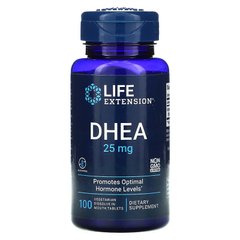 Дегідроэпіандростерон, DHEA, Life Extension, 25 мг, 100 розчинних таблеток