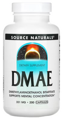 Диметиламиноэтанол (DMAE), Source Naturals, 351 мг, 200 капсул