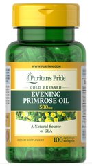 Масло вечірньої примули з ГЛК, Evening Primrose Oil, Puritan's Pride, 500 мг, 100  капсул