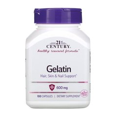 Желатин, Gelatin, 21st Century, 600 мг, 100 капсул