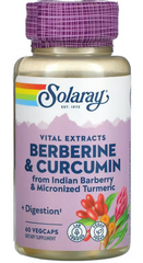 Берберин и куркумин, Berberine and Curcumin root extracts,, Solaray, 300 мг/300 мг 60 капсул