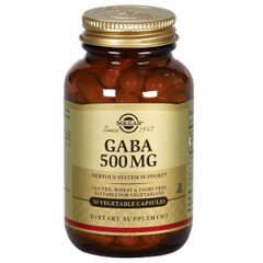 ГАМК, Гамма-аміномасляна кислота, GABA, Solgar, 500 мг, 50 капсул