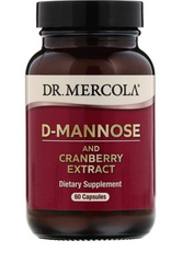 Д-Манноза и экстракт клюквы, Поддержка почек, D-Mannose and Cranberry, Dr. Mercola, 60 капсул