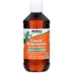 Рідкий магній, Magnesium with Trace Minerals, Now Foods, 133 мг, 237 мл