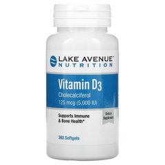 Вітамін Д3, Д-3, Vitamin D-3, D3, Lake Avenue Nutrition, 5000 МО, 360 капсул