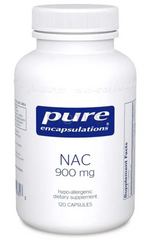 NAC (N-ацетилцистеїн), n-acetyl-l-cysteine, Pure Encapsulations, для дихальної функції, глутатіону і детоксикації, 900 мг, 120 капсул