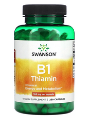 Витамин B1, тиамин, Swanson, 100 мг, 250 капсул