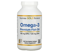 Риб'ячий жир, Омега 3, California Gold Nutrition, ЭПК 360 мг/ДГК 240 мг, 240 капсул