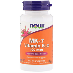 Витамин К2, МК-7 Vitamin K-2, Now Foods, 100 мкг, 120 капсул