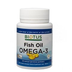 Риб'ячий жир, Омега 3, Fish oil Omega 3, Biotus, 60 капсул (Україна)