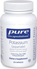 Калій аспартат, Potassium (aspartate), Pure Encapsulations,  99 мг, 90 капсул