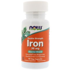 Залізо, Iron, Now Foods, 36 мг, 90 капсул