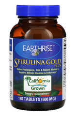 Спирулина золотая, Spirulina Gold Plus, Earthrise, 500 мг, 180 таблеток