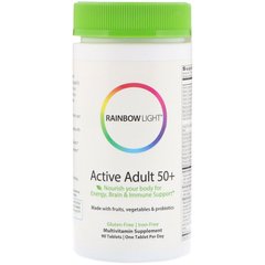 Мультивітаміни 50+, Підтримка мозкової діяльності і імунітету, Active Adult, Rainbow Light, 90 таблеток