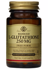 Глутатион, L-Glutathione, Solgar, пониженный, 250 мг, 30 капсул