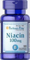Ніацин, Niacin, Puritan's Pride, 100 мг 100 таблеток