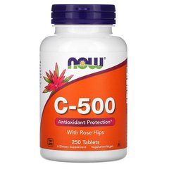 Вітамін C-500 з шипшиною, C-500 With Rose Hips, Now Foods 250 таблеток