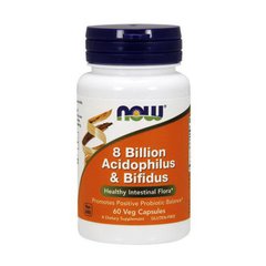 Пробіотики, Acidophilus & Bifidus, Now Foods, 8 млрд, 60 капсул