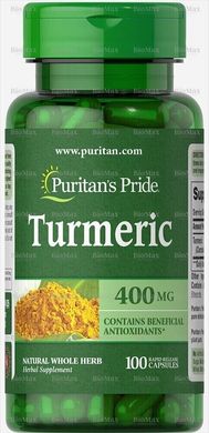 Куркумін, Turmeric, Puritan's Pride, 400 мг, 100 капсул