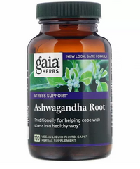 Корень ашвагандхи (Ashwagandha root), Ashwagandha Root, Gaia Herbs, 350 мг 120 капсул