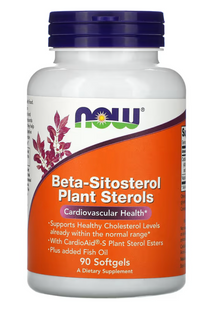 Бета-ситостерол, Beta-Sitosterol, Now Foods, растительные стеролы, 90 гелевых капсул