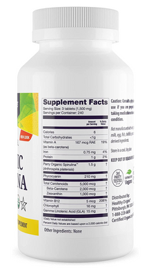 Спирулина, Spirulina, Healthy Origins, органик, 500 мг, 720 таблеток