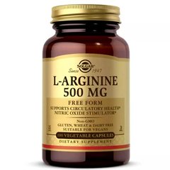 L-Аргинин, L-Arginine, Solgar, 500 мг, 100 капсул