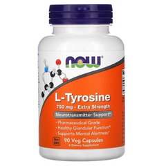 Тирозин, L-Tyrosine, Now Foods, 750 мг, 90 капсул