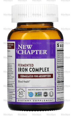 Залізо, Iron, New Chapter, 60 таблеток
