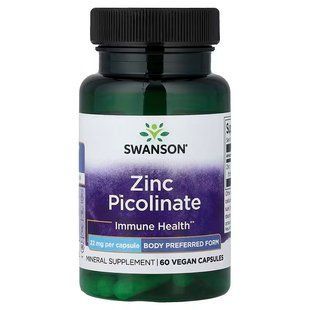 Піколінат цинку, Zinc Picolinate, Swanson, 22 мг, 60 веганських капсул