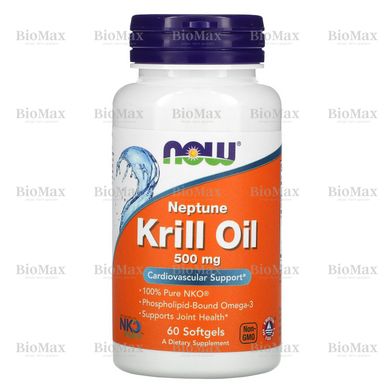 Масло криля, Krill Oil, Now Foods, 500 мг 60 капсул
