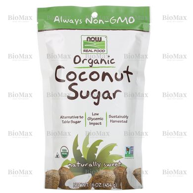 Органічний кокосовий цукор, Organic Coconut Sugar, Now Foods, 454 г