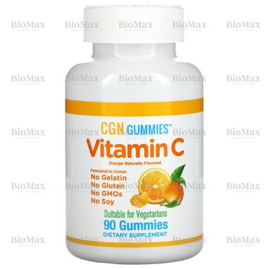 Вітамін С, Vitamin C, California Gold Nutrition, натуральний апельсиновий смак, 250 мг, 90 жувальних вег. капсул