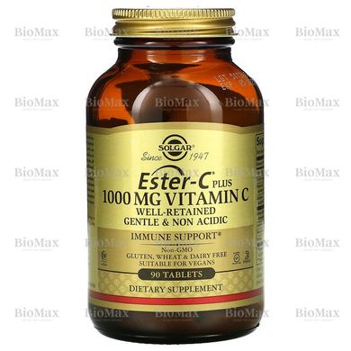 Вітамін С, Ester-C Plus, Solgar, 1000 мг, 90 таблеток