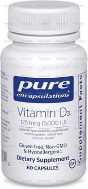 Вітамін D3, Vitamin D3, Pure Encapsulations, 5,000 МО, 60 капсул