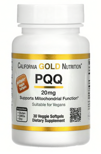 Піролохінолінхінон, PQQ, California Gold Nutrition, 20 мг, 30 капсул