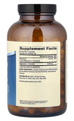 Магний L-треонат, Magnesium L-Threonate, Dr. Mercola, 270 капсул