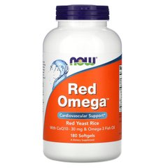 Красный омега, Red Omega Red Yeast Rice + CoQ10, Now Foods, 180 гелевых капсул