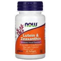 Лютеин с зеаксантином, Lutein & Zeaxanthin, Now Foods, 60 капсул