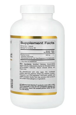 Экстракт родиолы, Rhodiola Extract, California Gold Nutrition, 500 мг, 180 капсул