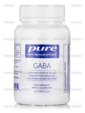 ГАМК, Гамма-аміномасляна кислота, GABA, Pure Encapsulations, 700 мг 60 капсул