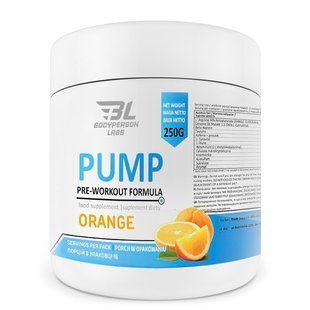Предтренировочный комплекс, Pump Pre-Workout Formula, Bodyperson Labs, вкус апельсина, 250 г