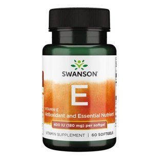 Вітамін Е, Vitamin E-400, Swanson, 180 мг (400 МО), 60 гелевих капсул