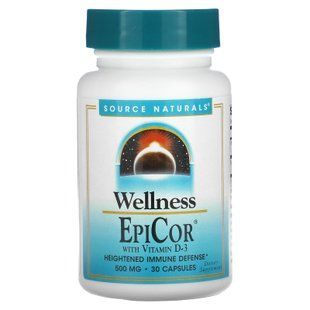 Епікор + вітамін D3, EpiCor, Source Naturals, 500 мг, 30 капсул